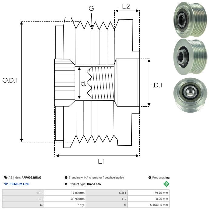 AS-PL AFP9022(INA) Alternator Freewheel Clutch