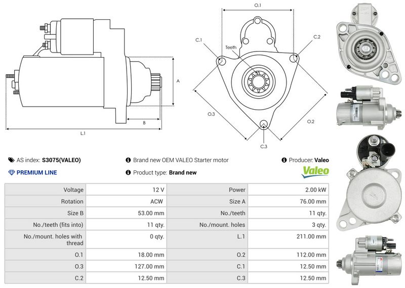 AS-PL S3075(VALEO) Starter