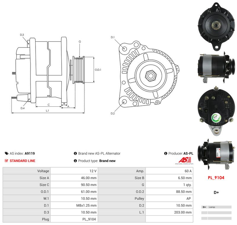 AS-PL A9119 Alternator