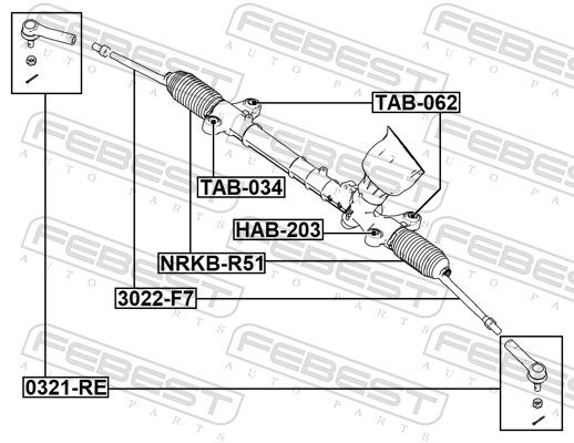 FEBEST 3022-F7 Inner Tie Rod