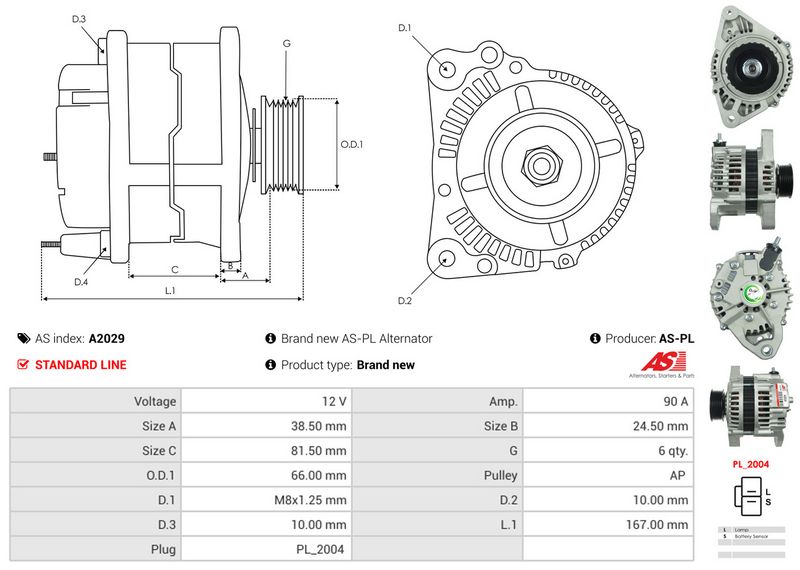 AS-PL A2029 Alternator