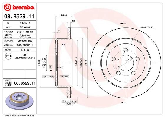 Диск тормозной (задний) BREMBO