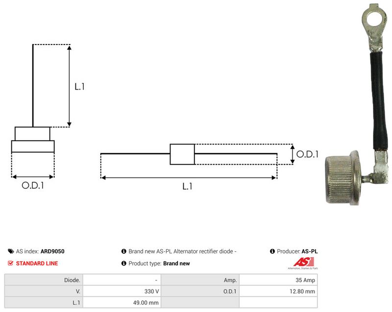 AS-PL ARD9050 Rectifier, alternator
