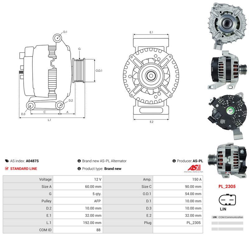 Generaator, AS-PL A0487S