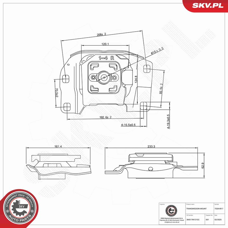 ESEN SKV 75SKV817 Mounting, automatic transmission