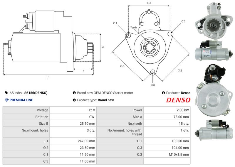 AS-PL S6156(DENSO) Starter