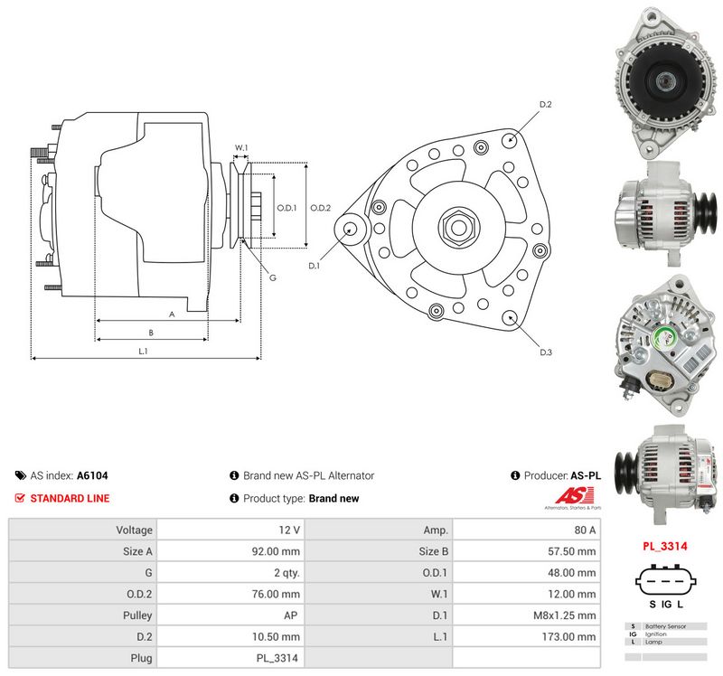 Generaator, AS-PL A6104