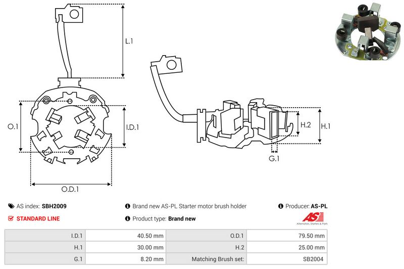 Kinnitus, süsinikuharjad, AS-PL SBH2009