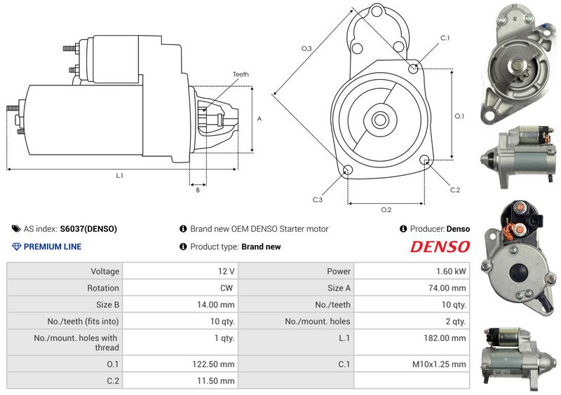AS-PL S6037(DENSO) Starter