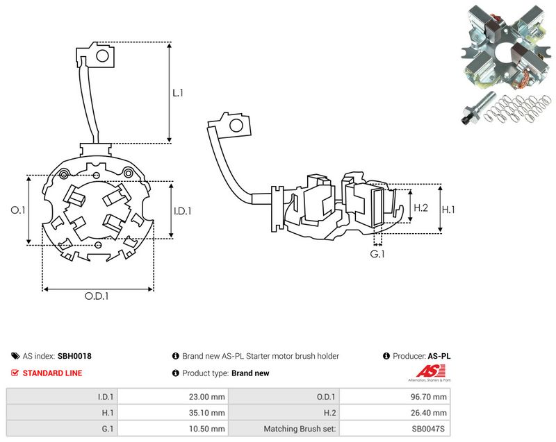 AS-PL SBH0018 Holder, carbon brushes