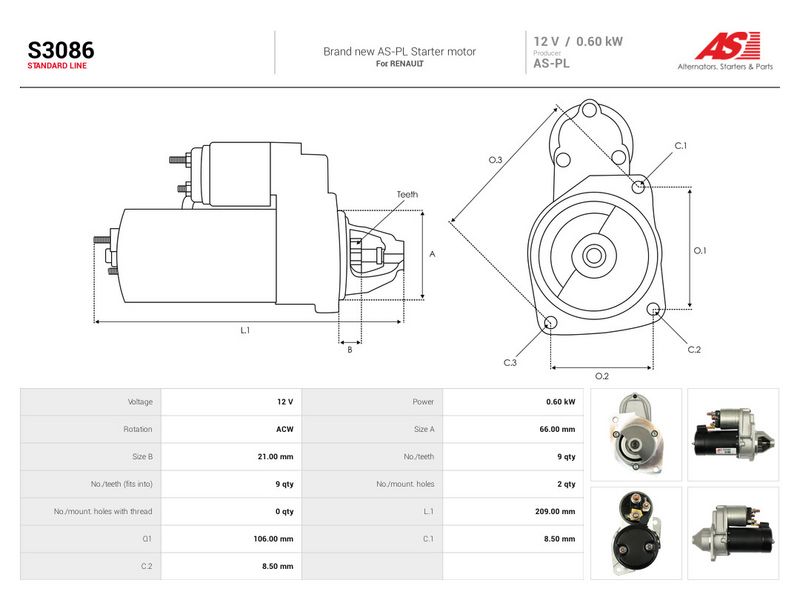Starter, AS-PL S3086