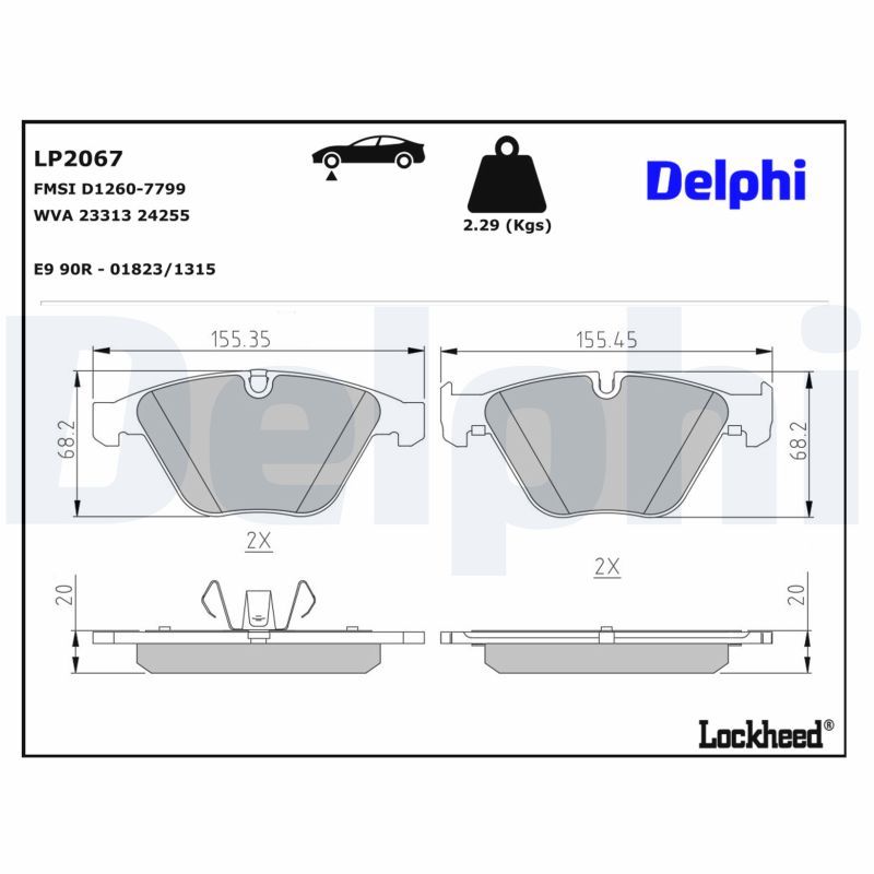 Piduriklotsi komplekt, ketaspidur, DELPHI LP2067