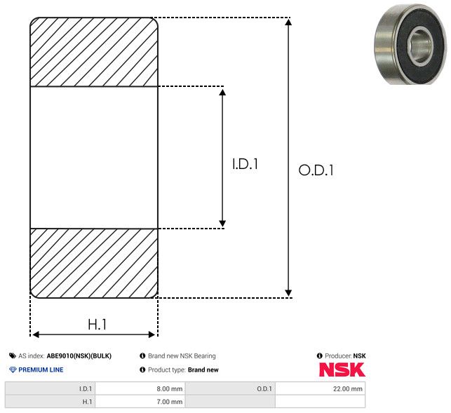 AS-PL ABE9010(NSK)(BULK) Bearing