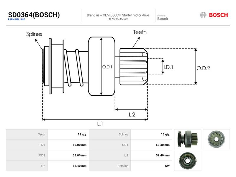 Vabajooks, starter, AS-PL SD0364(BOSCH)