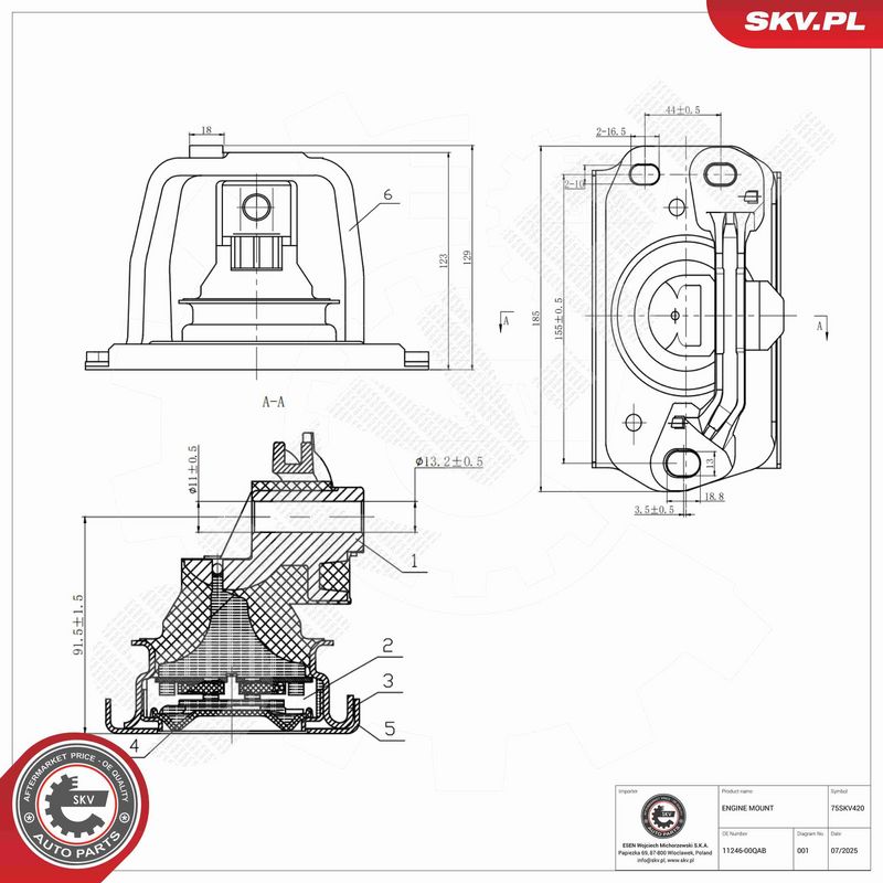 ESEN SKV 75SKV420 Variklio pagalvė