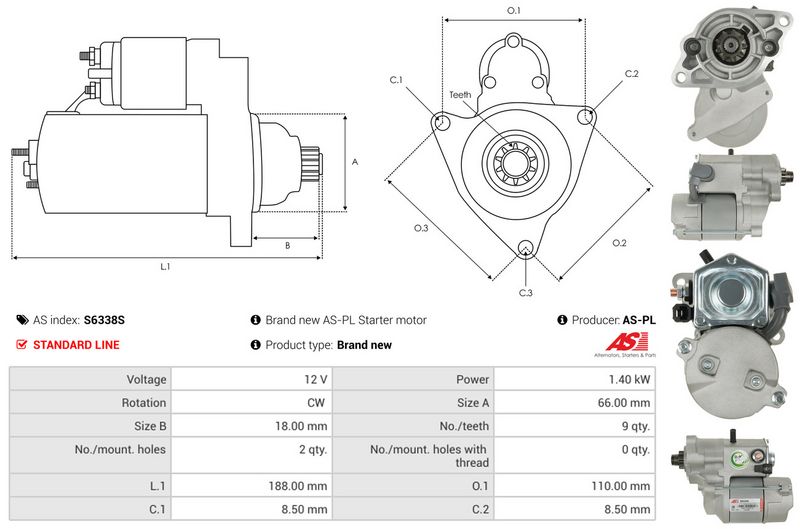 AS-PL S6338S Starteris