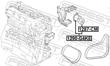 Натяжний пристрій, клиновий ремінь, Febest 1290-G4KE