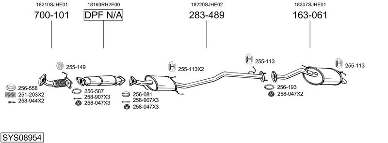 BOSAL kipufogórendszer SYS08954