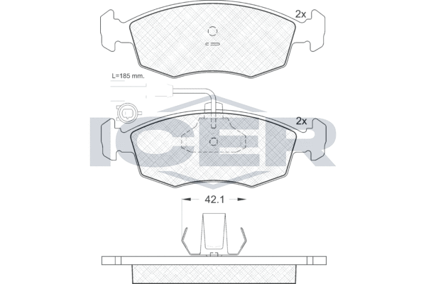 Комплект гальмівних накладок, дискове гальмо, Icer 181518