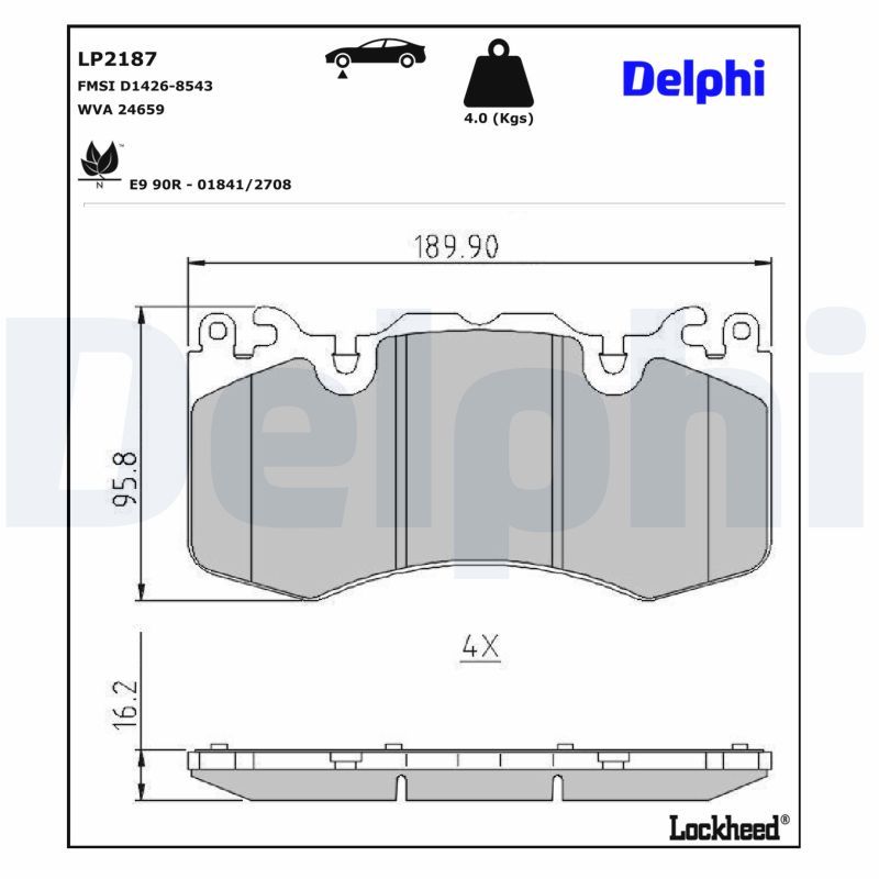 Piduriklotsi komplekt, ketaspidur, DELPHI LP2187