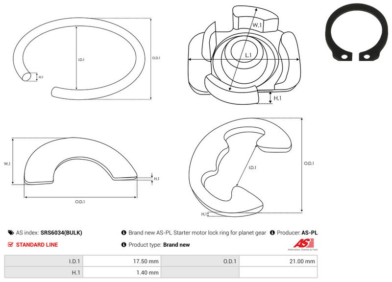 AS-PL SRS6034(BULK) Repair Kit, starter