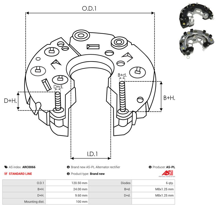 AS-PL ARC0066 Rectifier, alternator