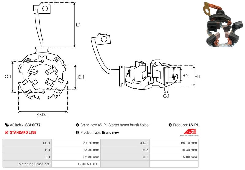AS-PL SBH0077 Holder, carbon brushes
