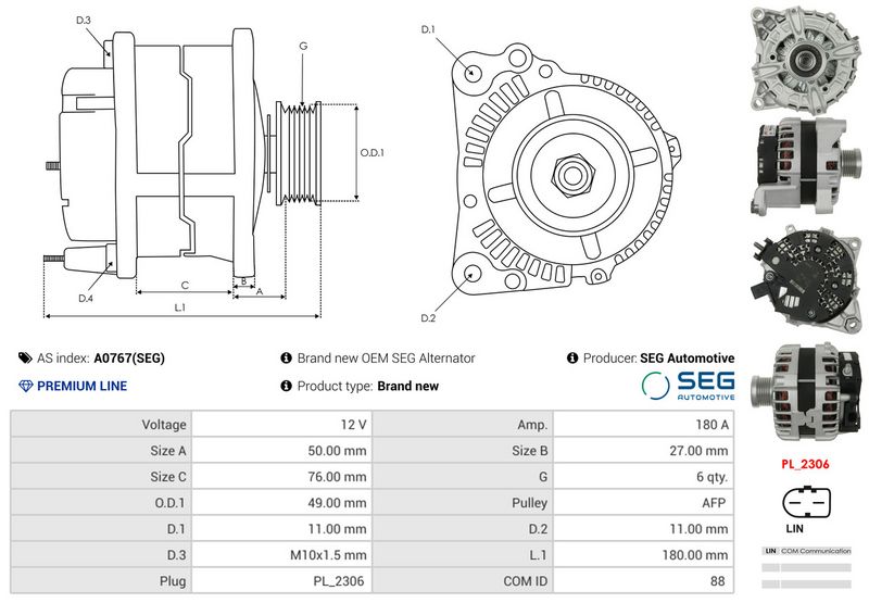 AS-PL A0767(SEG) Alternator
