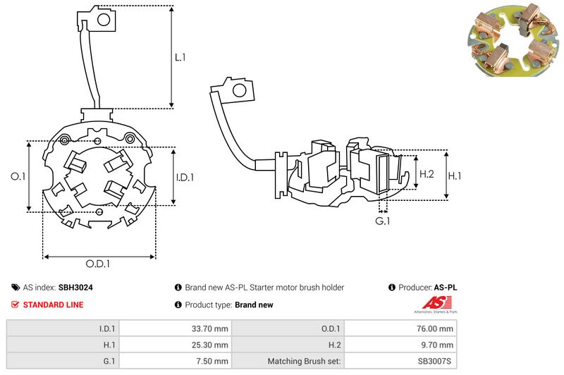 AS-PL SBH3024 Holder, carbon brushes