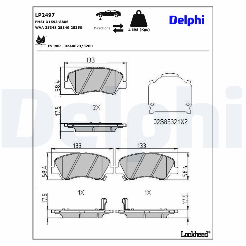 DELPHI LP2497 Brake Pad Set, disc brake