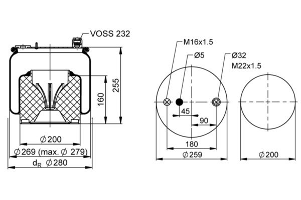 Mech, pneumatické odpružení 1 DF 16 A-2