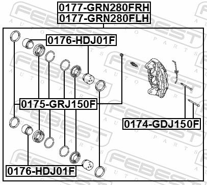 Ремонтний комплект, гальмівний супорт, Febest 0175-GRJ150F