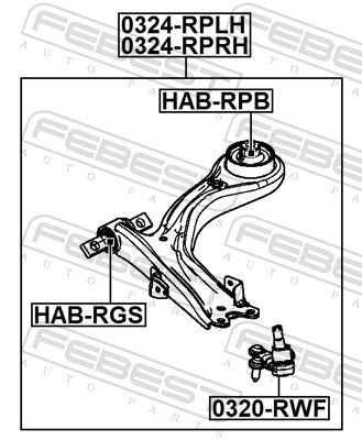FEBEST HAB-RPB Mounting, control/trailing arm