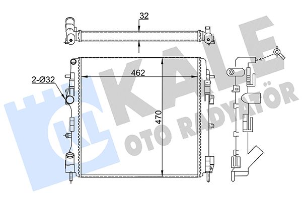 Радіатор, система охолодження двигуна, Kale Oto Radyatör 355595