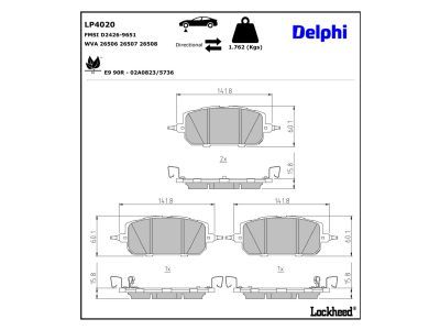 DELPHI LP4020 - Brake Pad Set, disc brake