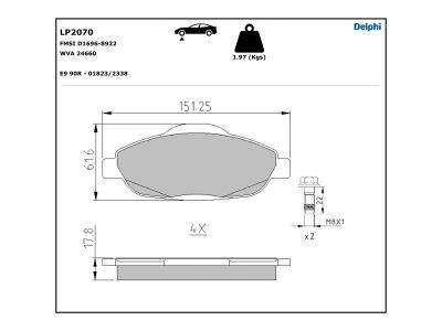 DELPHI LP2070 Brake Pad Set, disc brake