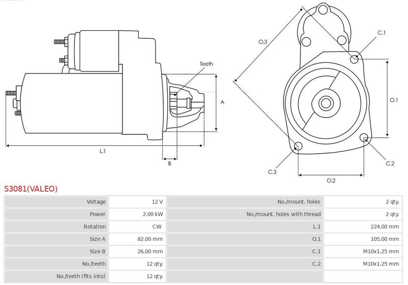 Стартер, Auto Starter S3081(VALEO)