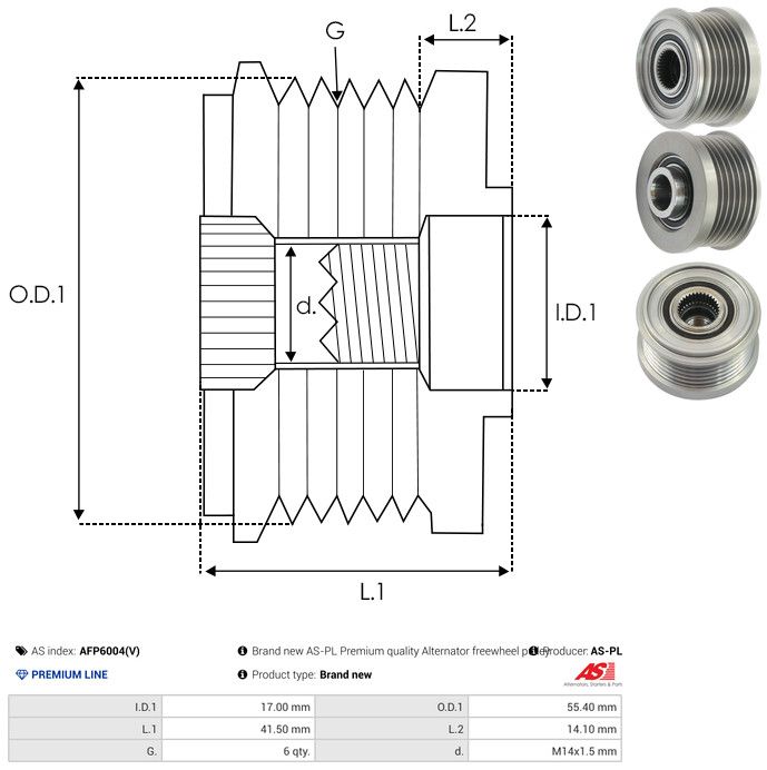AS-PL AFP6004(V) Alternator Freewheel Clutch