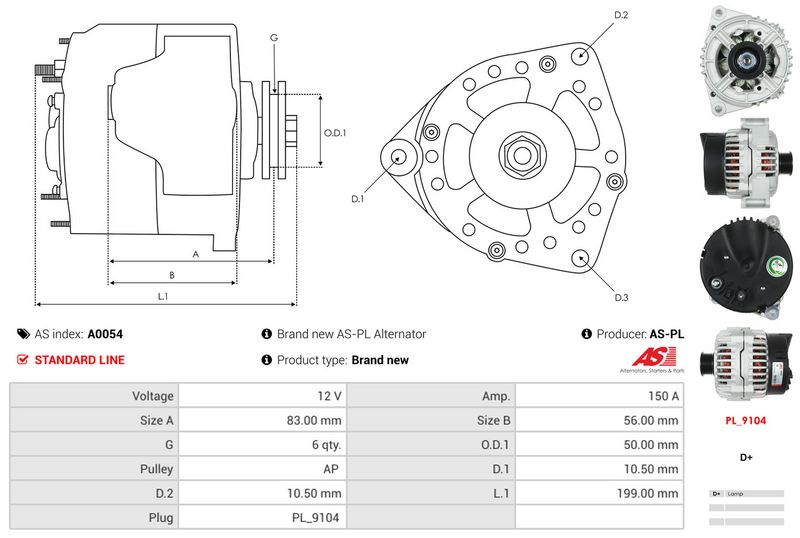 AS-PL A0054 Alternator