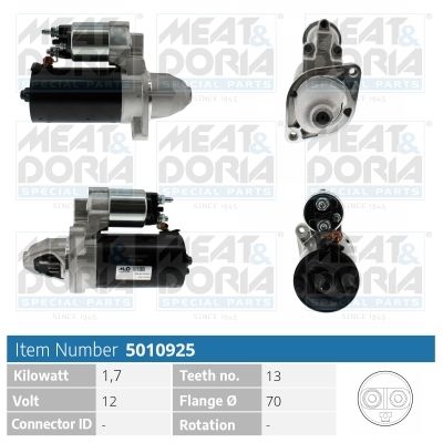 MEAT & DORIA Startmotor / Starter 5010925