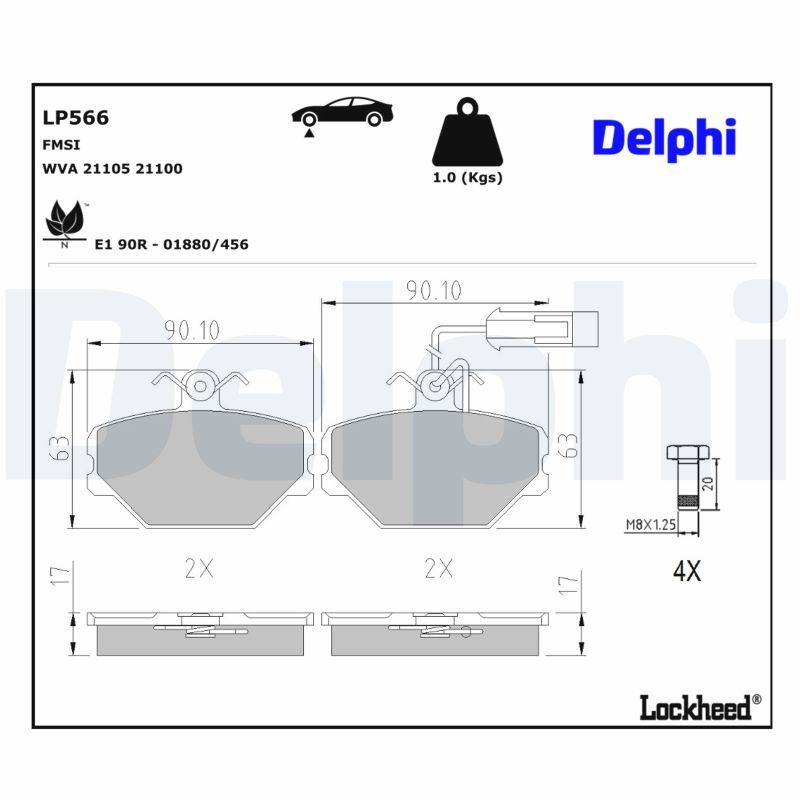 комплект спирачно феродо, дискови спирачки DELPHI