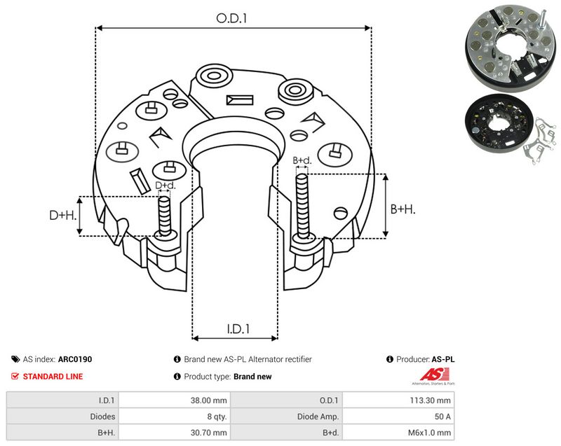 AS-PL ARC0190 Rectifier, alternator