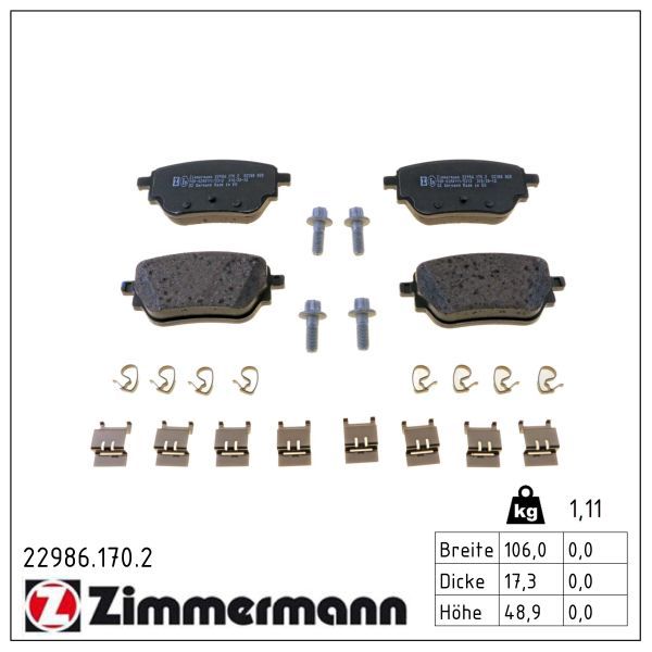 set placute frana,frana disc ZIMMERMANN 22986.170.2