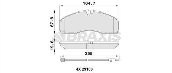 Комплект гальмівних накладок, дискове гальмо, Braxis AA0398