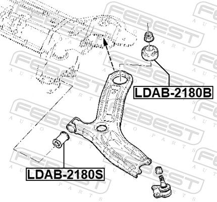 FEBEST LDAB-2180S Mounting, control/trailing arm