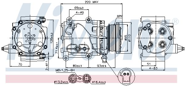 Компресор, система кондиціонування повітря, FORD MONDEO 00-, Nissens 89228