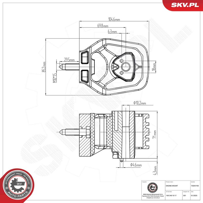 ESEN SKV 75SKV193 Mounting, engine