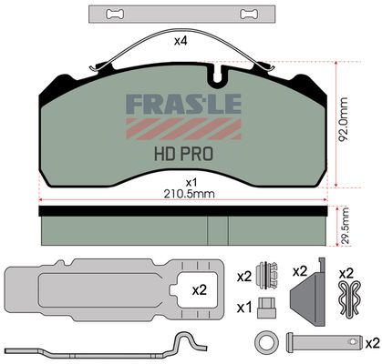 Sada brzdových destiček, kotoučová brzda PD/120-K023-HD