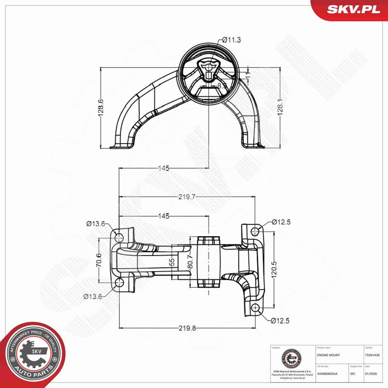 ESEN SKV 75SKV436 Mounting, engine