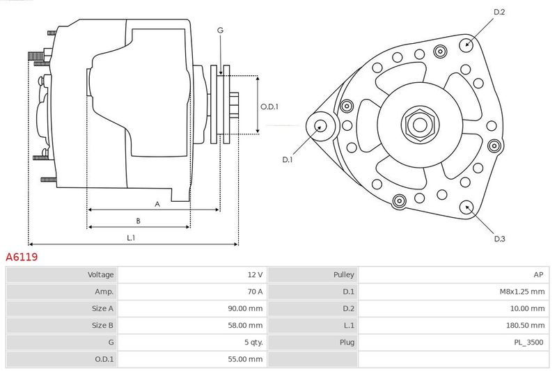 Генератор, Auto Starter A6119